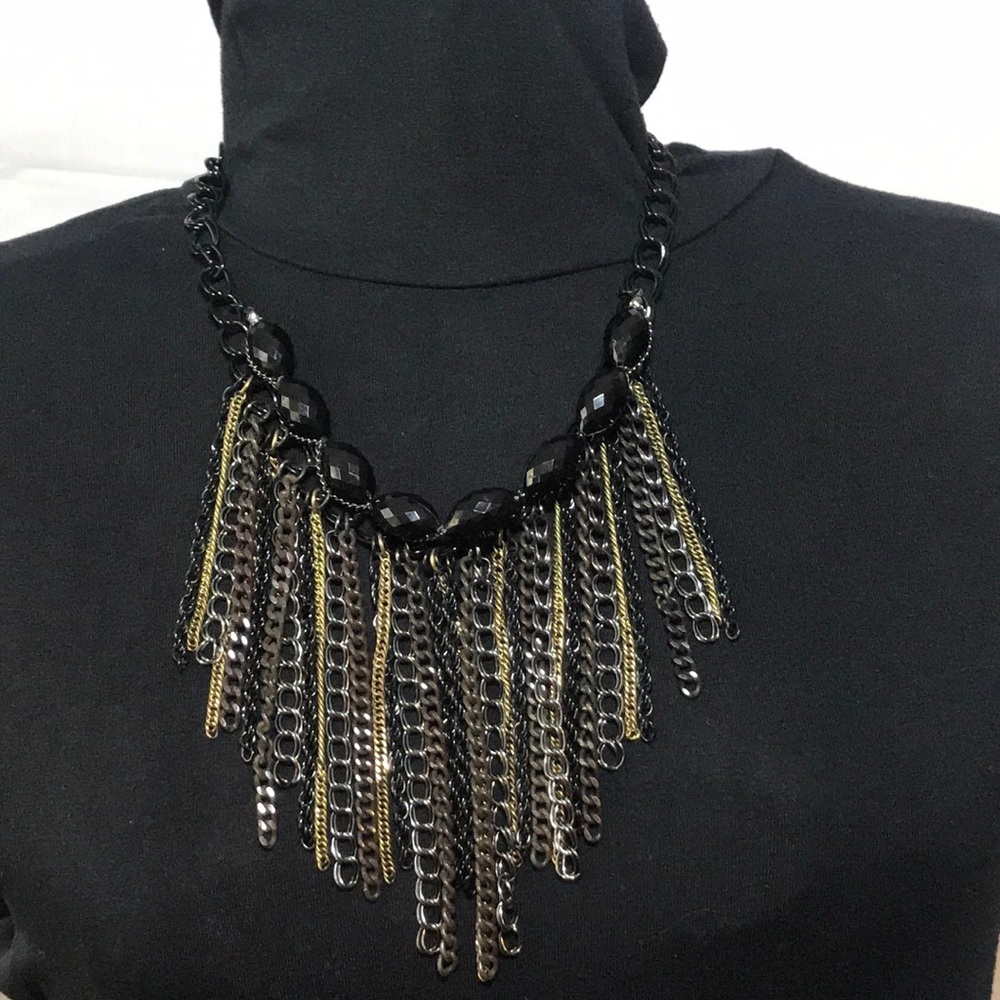 Black, Gold, and Silver Statement Necklace